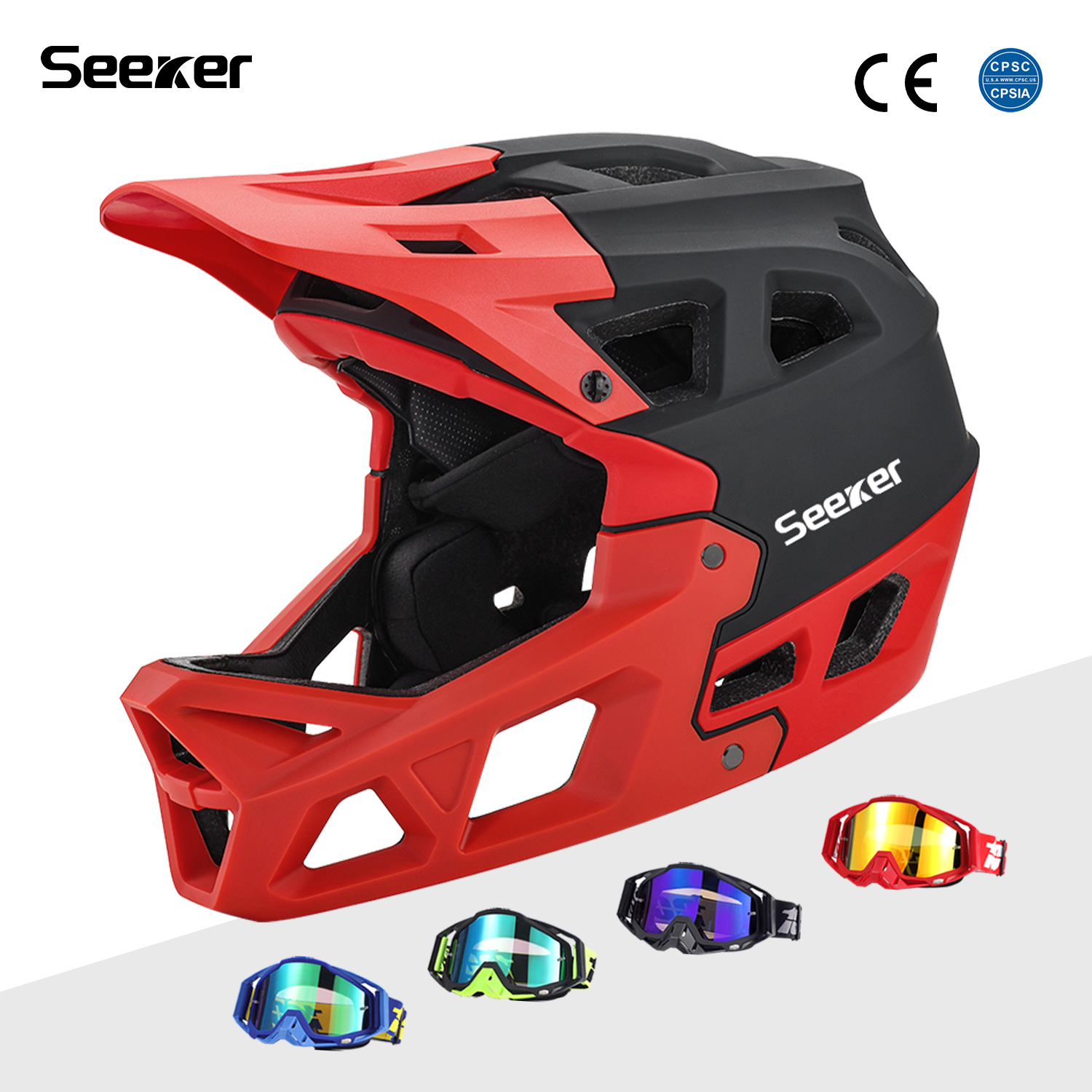 Mountain Biking Full Face Helmet - Велосипедный шлем Seeker для бездорожья, полнолицевой,